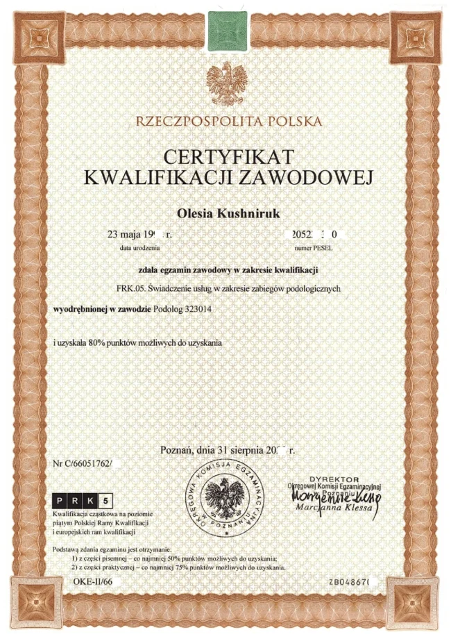 Certyfikat kwalifikacji zawodowej